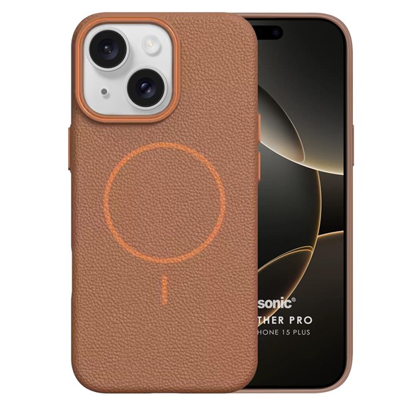 Microsonic Apple iPhone 15 Plus Kılıf MagLeather Pro Kahverengi 2