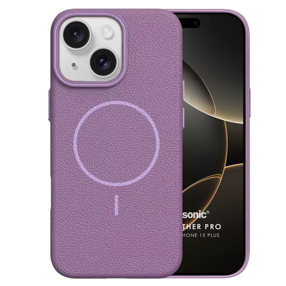 Microsonic Apple iPhone 15 Plus Kılıf MagLeather Pro Lila 2