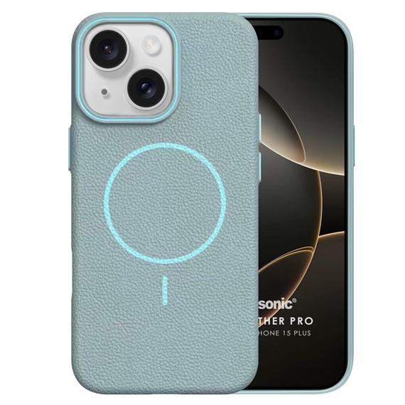 Microsonic Apple iPhone 15 Plus Kılıf MagLeather Pro Mavi 2