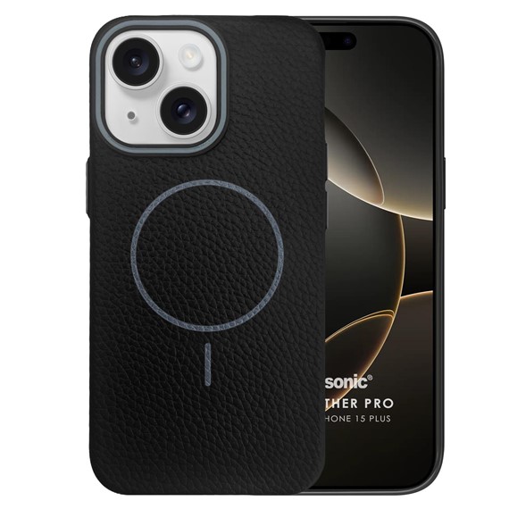 Microsonic Apple iPhone 15 Plus Kılıf MagLeather Pro Siyah 2