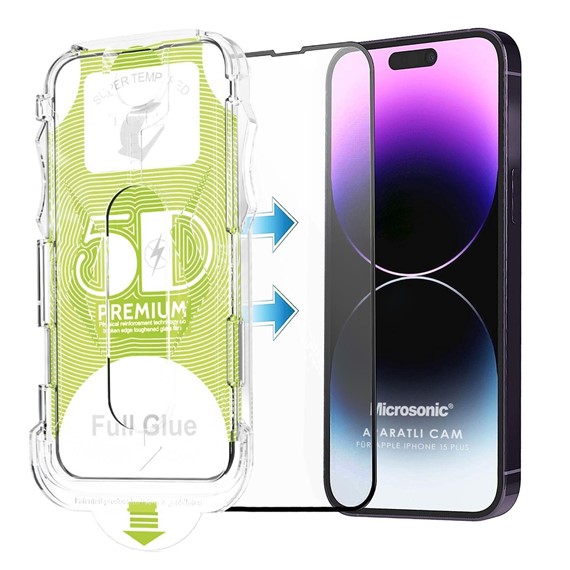 Microsonic Apple iPhone 16 Plus Magic Uygulama Aparatlı Tam Kapatan Ekran Koruyucu Siyah 1