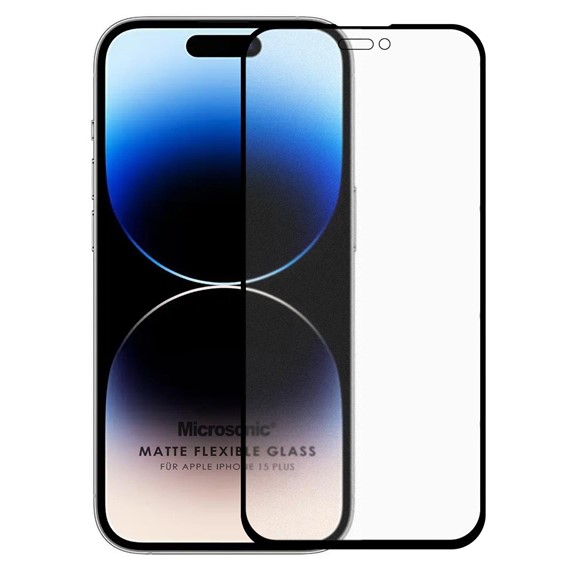 Microsonic Apple iPhone 15 Plus Seramik Matte Flexible Ekran Koruyucu Siyah 1