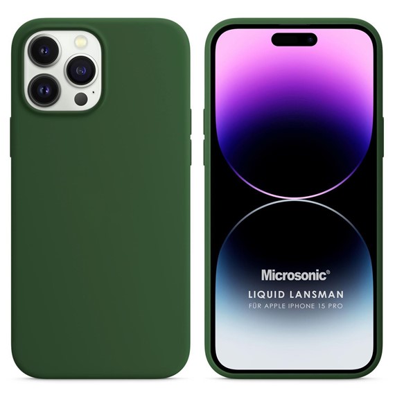 Microsonic Apple iPhone 15 Pro Kılıf Liquid Lansman Silikon Koyu Yeşil 1
