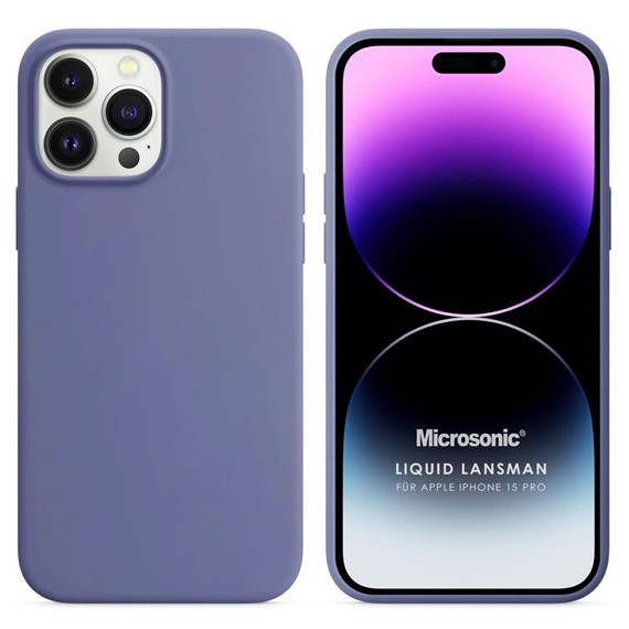 Microsonic Apple iPhone 15 Pro Kılıf Liquid Lansman Silikon Lavanta Grisi 1