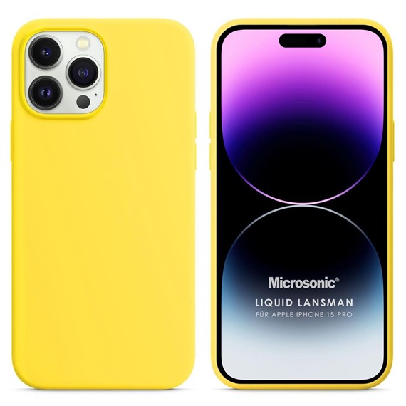 Microsonic Apple iPhone 15 Pro Kılıf Liquid Lansman Silikon Sarı 1