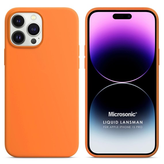 Microsonic Apple iPhone 15 Pro Kılıf Liquid Lansman Silikon Turuncu 1
