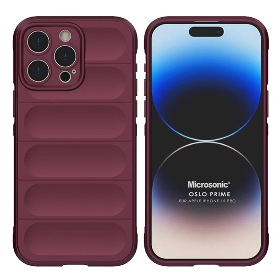 Microsonic Apple iPhone 15 Pro Kılıf Oslo Prime Bordo 1