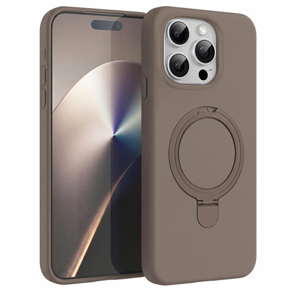 Microsonic Apple iPhone 15 Pro Max Kılıf Aura Stant MagSafe Kahverengi 1