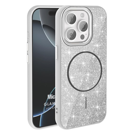 Microsonic Apple iPhone 15 Pro Max Kılıf GlamGrip Luxe Gümüş 1