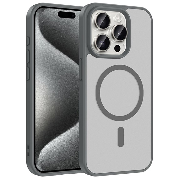 Microsonic Apple iPhone 15 Pro Kılıf MagSmoke Neo Gri 1