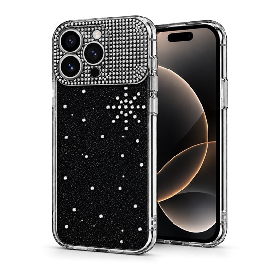 Microsonic Apple iPhone 15 Pro Max Kılıf ShineGlam Luxe Siyah 1