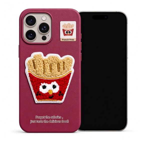 Microsonic Apple iPhone 16 Pro Max Kılıf Stitched Puppy Plush French Fries 1