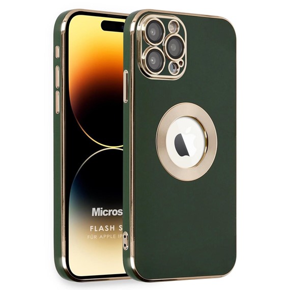Microsonic Apple iPhone 15 Pro Kılıf Flash Stamp Koyu Yeşil 1
