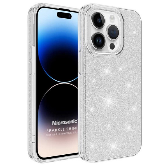 Microsonic Apple iPhone 15 Pro Max Kılıf Sparkle Shiny Gümüş 1