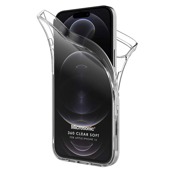 Microsonic Apple iPhone 16 Kılıf 6 Tarafı Tam Full Koruma 360 Clear Soft Şeffaf 1