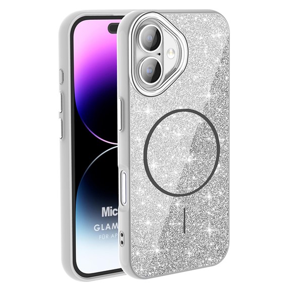 Microsonic Apple iPhone 16 Plus Kılıf GlamGrip Luxe Gümüş 1
