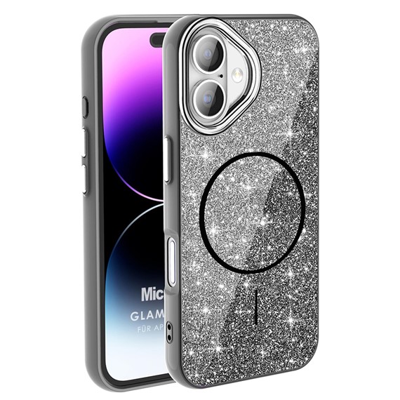 Microsonic Apple iPhone 16 Plus Kılıf GlamGrip Luxe Siyah 1