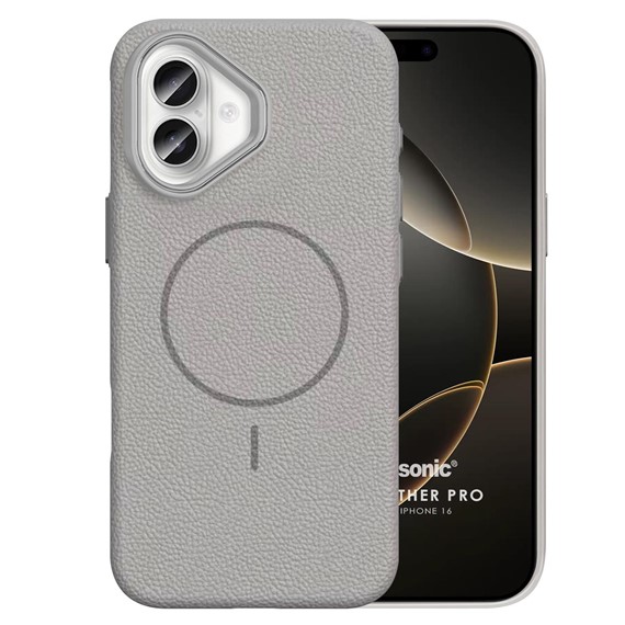 Microsonic Apple iPhone 16 Kılıf MagLeather Pro Gri 1