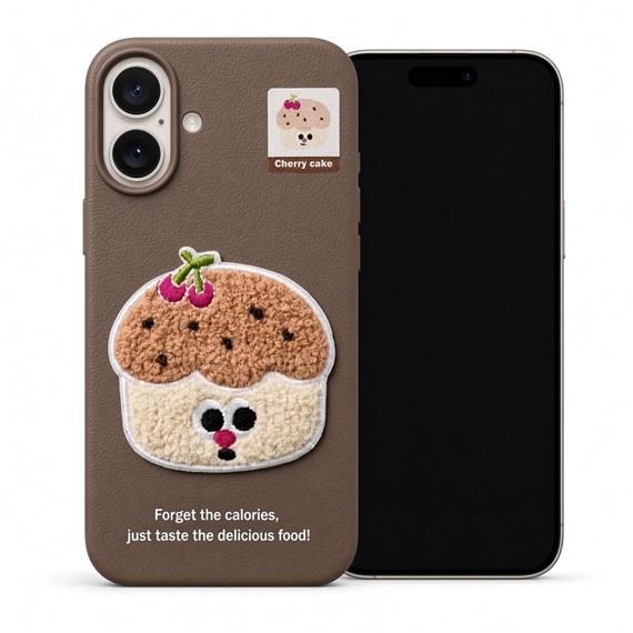 Microsonic Apple iPhone 17 Kılıf Stitched Puppy Plush Cherry Cake 1