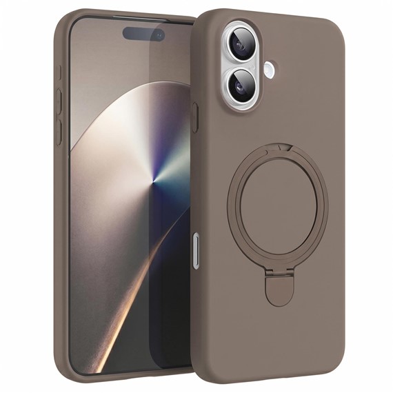 Microsonic Apple iPhone 16 Kılıf Aura Stant MagSafe Kahverengi 1