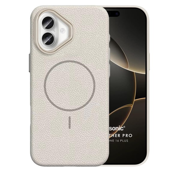 Microsonic Apple iPhone 16 Plus Kılıf MagLeather Pro Bej 1