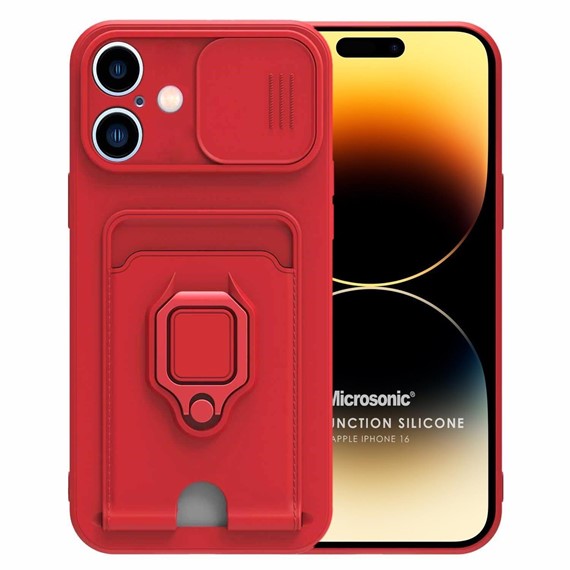 Microsonic Apple iPhone 16 Kılıf Multifunction Silicone Kırmızı 1
