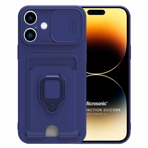 Microsonic Apple iPhone 16 Kılıf Multifunction Silicone Lacivert 1