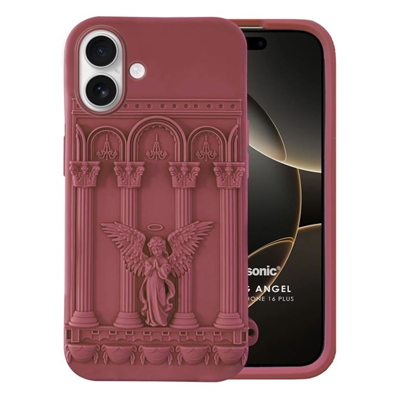 Microsonic Apple iPhone 16 Kılıf Praying Angel Bordo 1