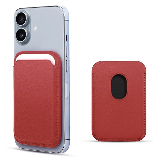 Microsonic Apple iPhone 16 Leather Wallet MagSafe Kırmızı 1