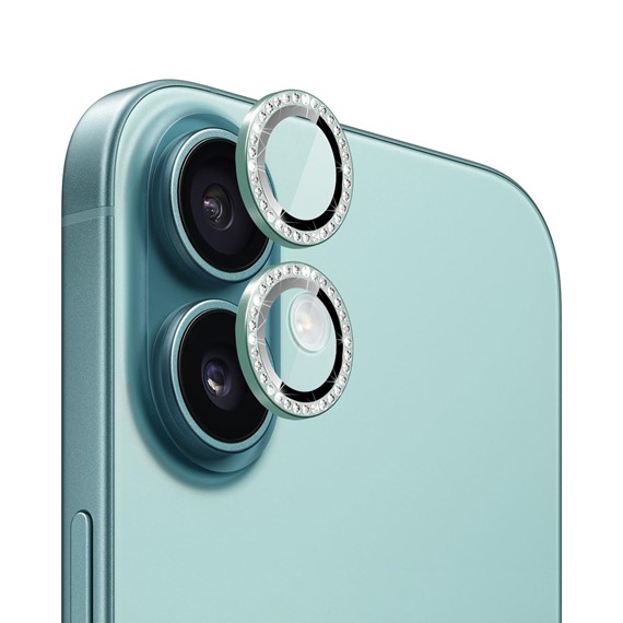 Microsonic Apple iPhone 16 Tekli Diamond Taşlı Kamera Koruma Camı Yeşil 1