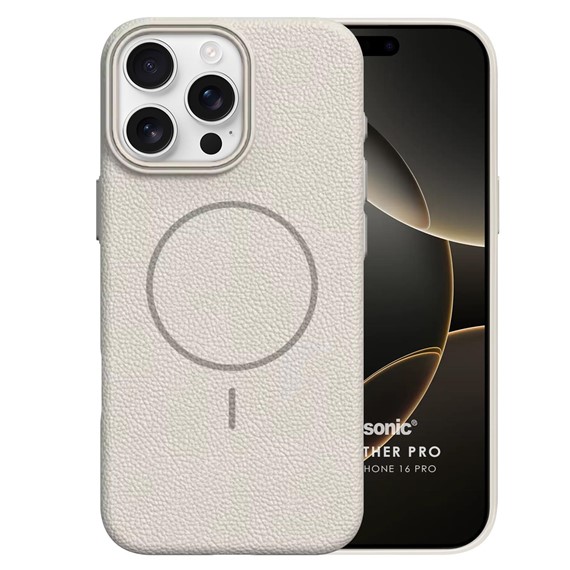 Microsonic Apple iPhone 16 Pro Kılıf MagLeather Pro Bej 2
