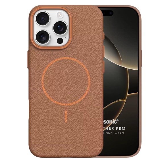 Microsonic Apple iPhone 16 Pro Kılıf MagLeather Pro Kahverengi 2