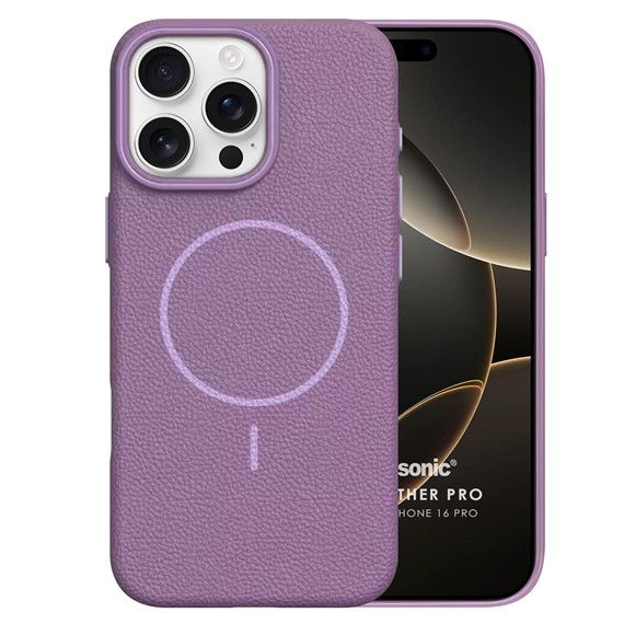 Microsonic Apple iPhone 16 Pro Kılıf MagLeather Pro Lila 2