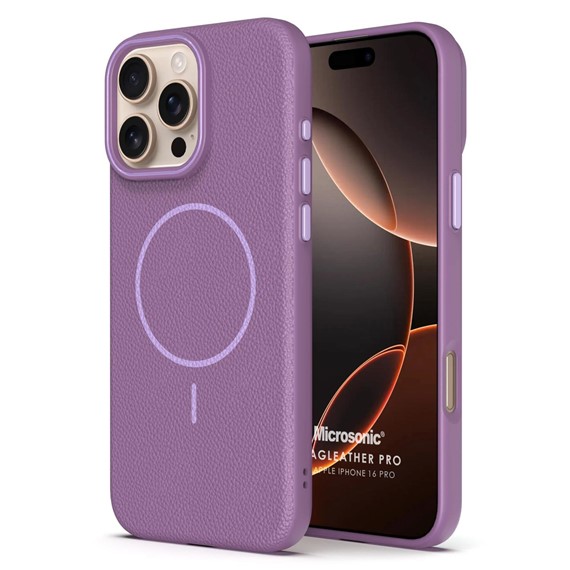 Microsonic Apple iPhone 16 Pro Kılıf MagLeather Pro Lila 1