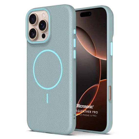 Microsonic Apple iPhone 16 Pro Kılıf MagLeather Pro Mavi 1