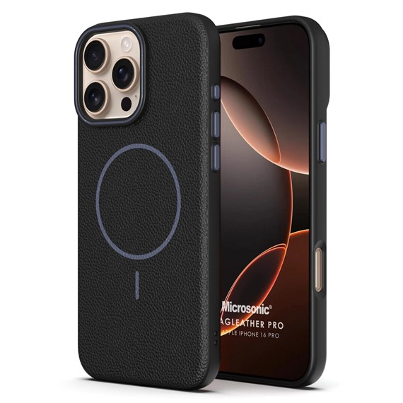 Microsonic Apple iPhone 16 Pro Kılıf MagLeather Pro Siyah 1
