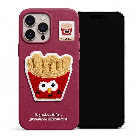 Microsonic Apple iPhone 16 Pro Kılıf Stitched Puppy Plush French Fries 1