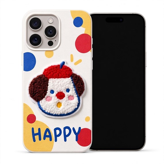 Microsonic Apple iPhone 16 Pro Kılıf Stitched Puppy Plush Mutlu Köpek 1