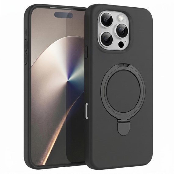 Microsonic Apple iPhone 16 Pro Kılıf Aura Stant MagSafe Siyah 1