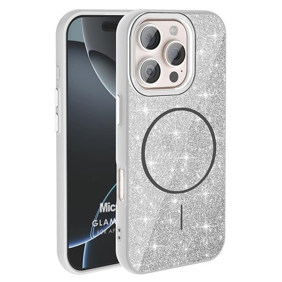 Microsonic Apple iPhone 16 Pro Max Kılıf GlamGrip Luxe Gümüş 1