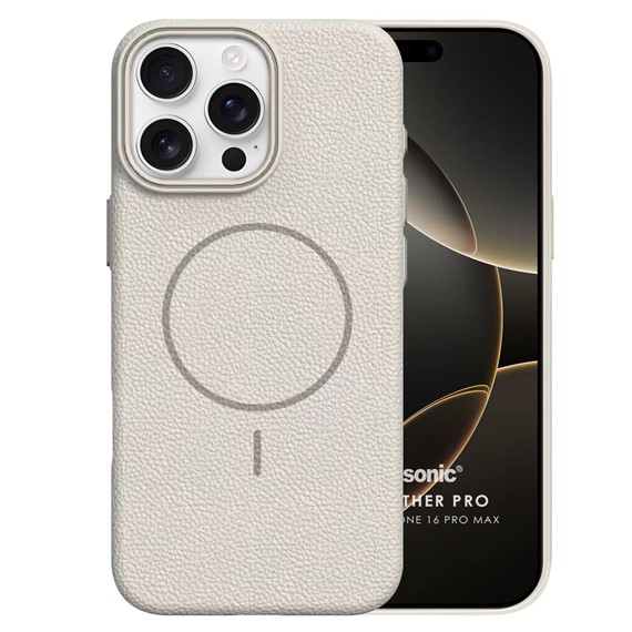 Microsonic Apple iPhone 16 Pro Max Kılıf MagLeather Pro Bej 2