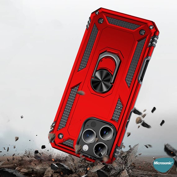 Microsonic Apple iPhone 16 Pro Max Kılıf Military Ring Holder Lacivert 4