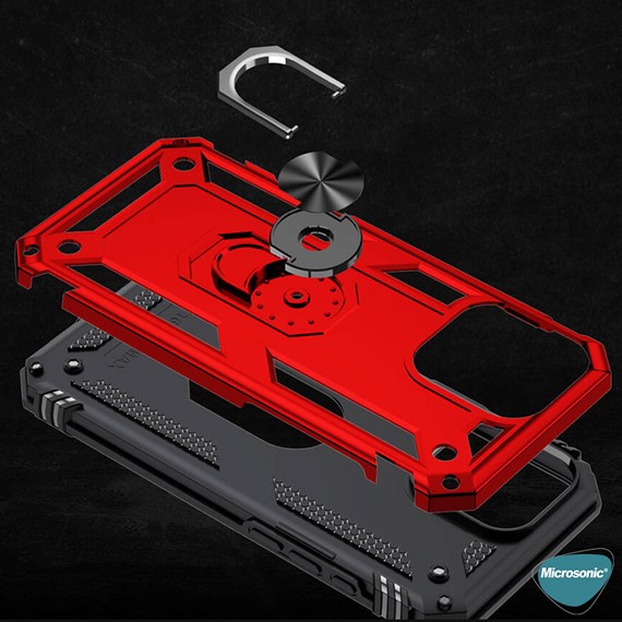 Microsonic Apple iPhone 16 Pro Max Kılıf Military Ring Holder Lacivert 6