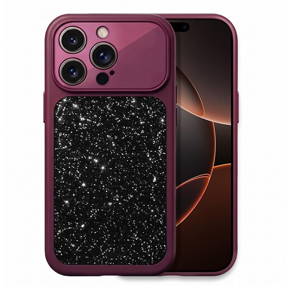 Microsonic Apple iPhone 16 Pro Max Kılıf Ruby Sparkle Mürdüm 1