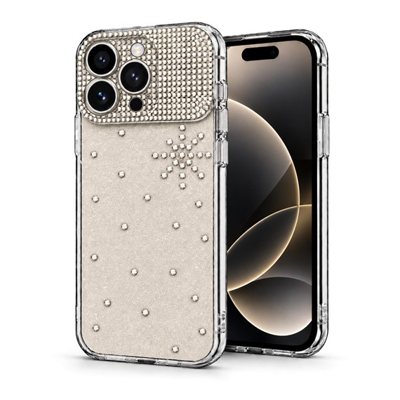 Microsonic Apple iPhone 16 Pro Max Kılıf ShineGlam Luxe Gri 1