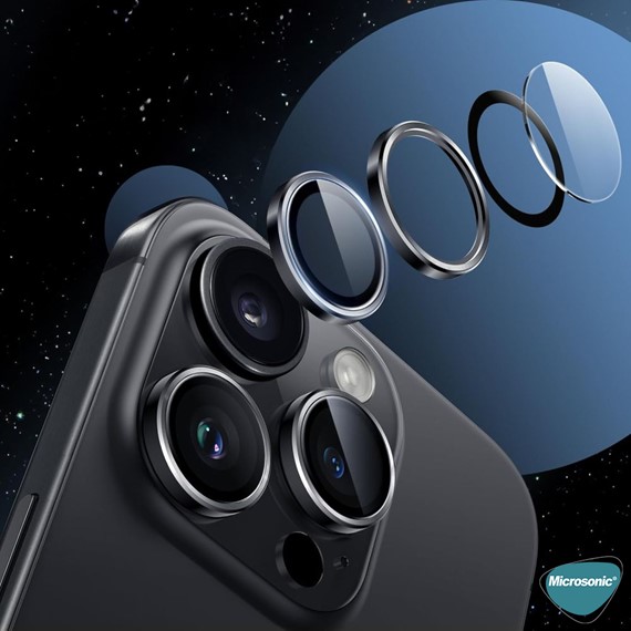 Microsonic Apple iPhone 16 Pro Max Tekli Kamera Lens Koruma Camı Gold 2