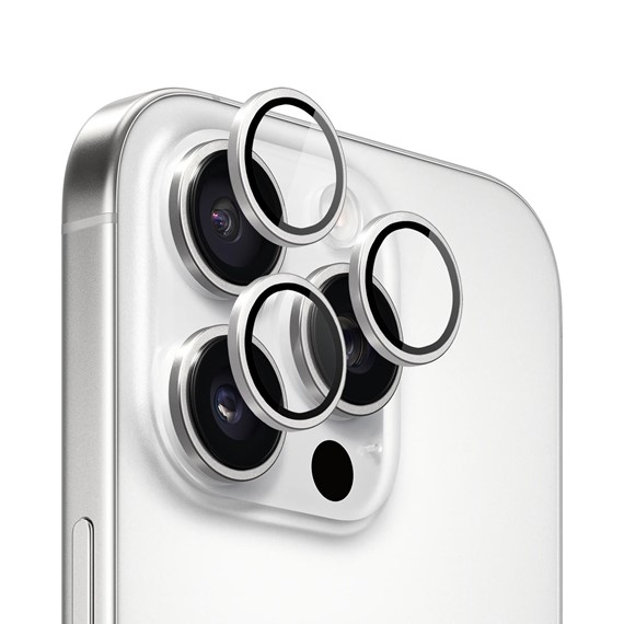 Microsonic Apple iPhone 16 Pro Max Tekli Kamera Lens Koruma Camı Gümüş 1