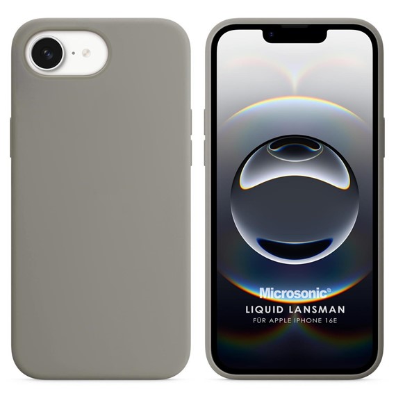 Microsonic Apple iPhone 16e Kılıf Liquid Lansman Silikon Taş Gri 1
