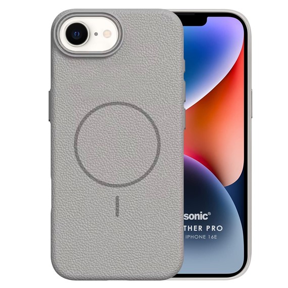 Microsonic Apple iPhone 16e Kılıf MagLeather Pro Gri 2