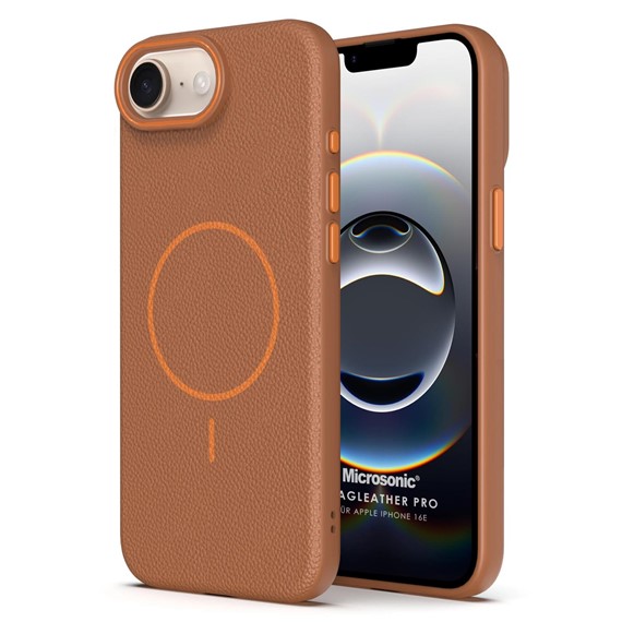 Microsonic Apple iPhone 16e Kılıf MagLeather Pro Kahverengi 1